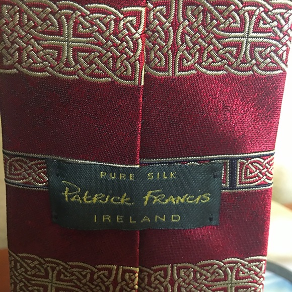 Patrick Francis pure silk Neck Tie Ireland OS Red and gold - Picture 2 of 8